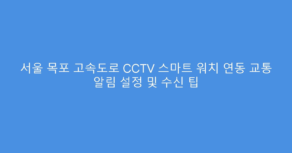 서울 목포 고속도로 CCTV 스마트 워치 연동 교통 알림 설정 및 수신 팁