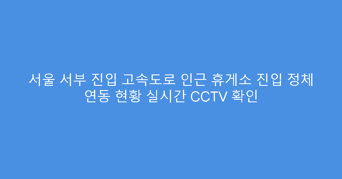 서울 서부 진입 고속도로 인근 휴게소 진입 정체 연동 현황 실시간 CCTV 확인