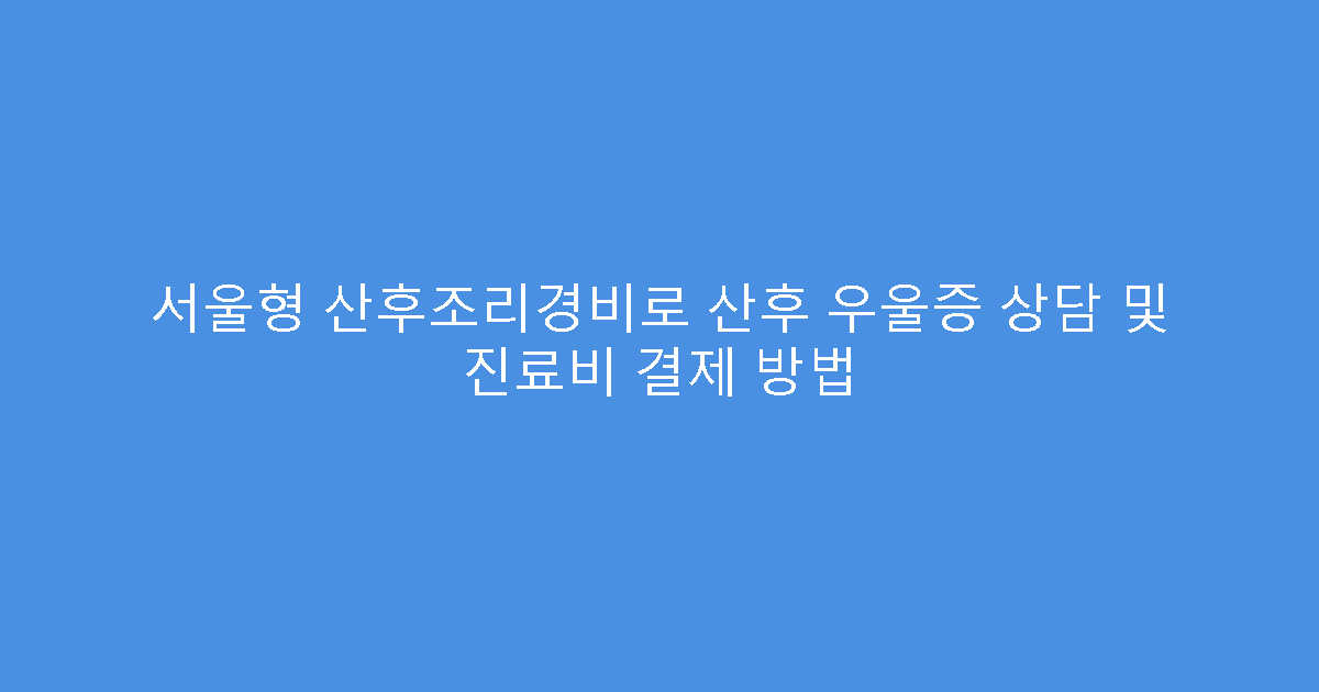 서울형 산후조리경비로 산후 우울증 상담 및 진료비 결제 방법