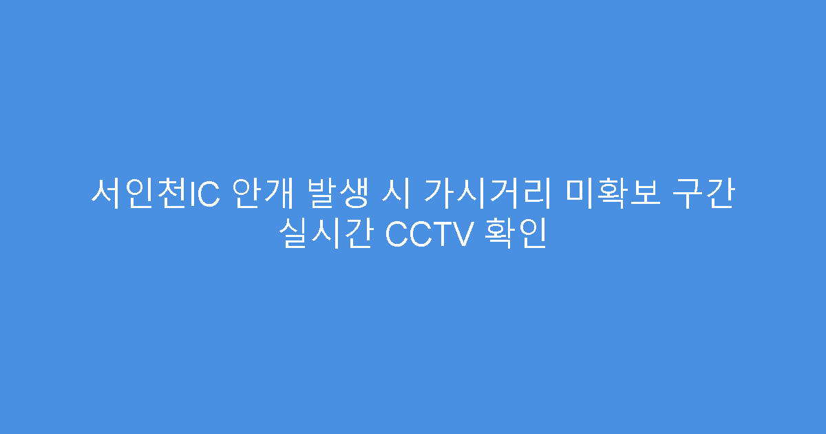 서인천IC 안개 발생 시 가시거리 미확보 구간 실시간 CCTV 확인