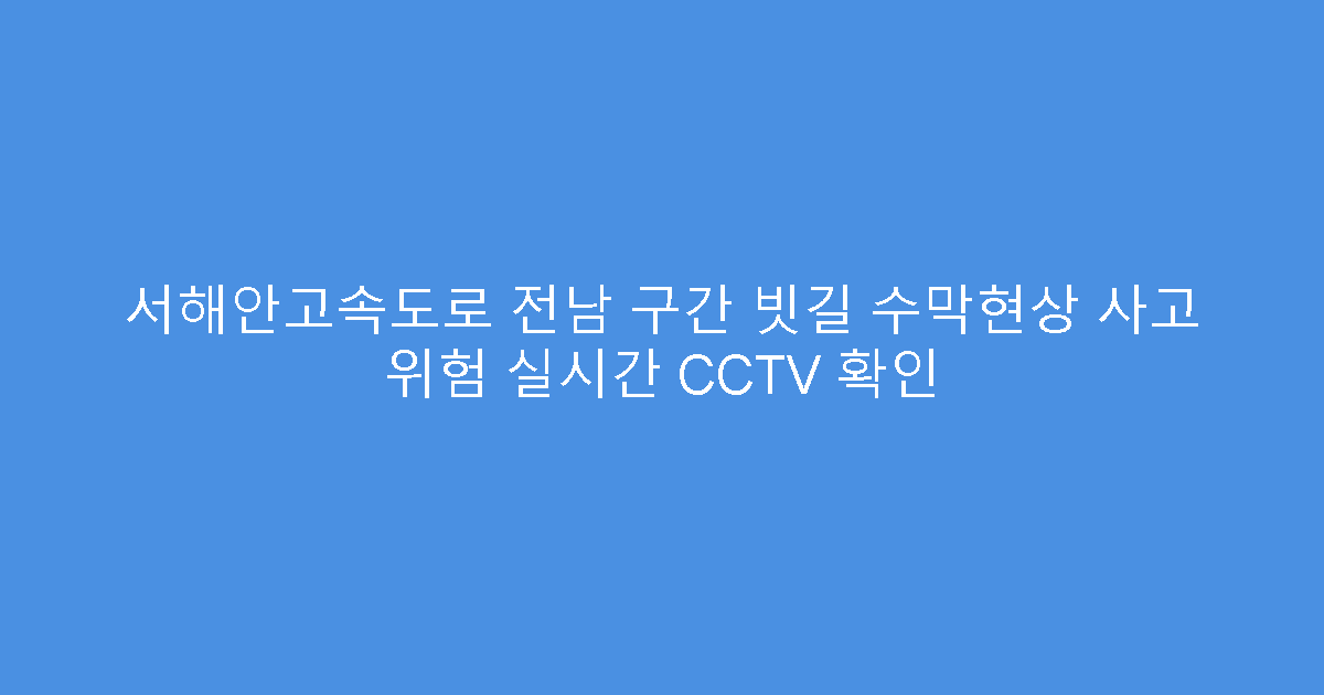 서해안고속도로 전남 구간 빗길 수막현상 사고 위험 실시간 CCTV 확인