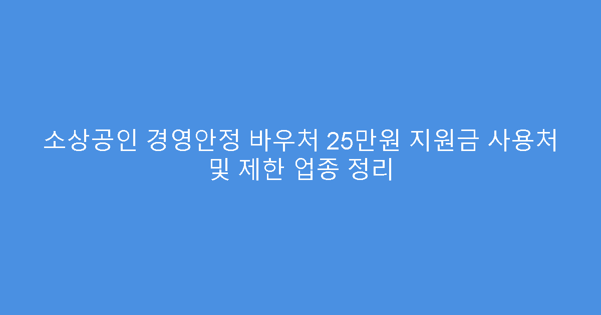소상공인 경영안정 바우처 25만원 지원금 사용처 및 제한 업종 정리