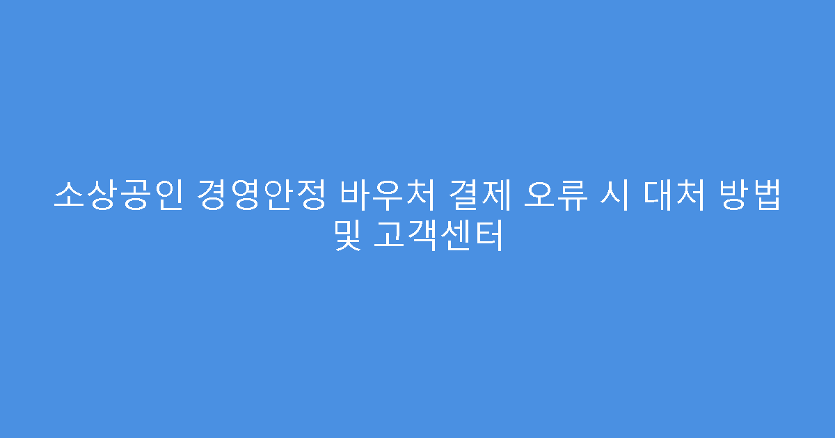 소상공인 경영안정 바우처 결제 오류 시 대처 방법 및 고객센터