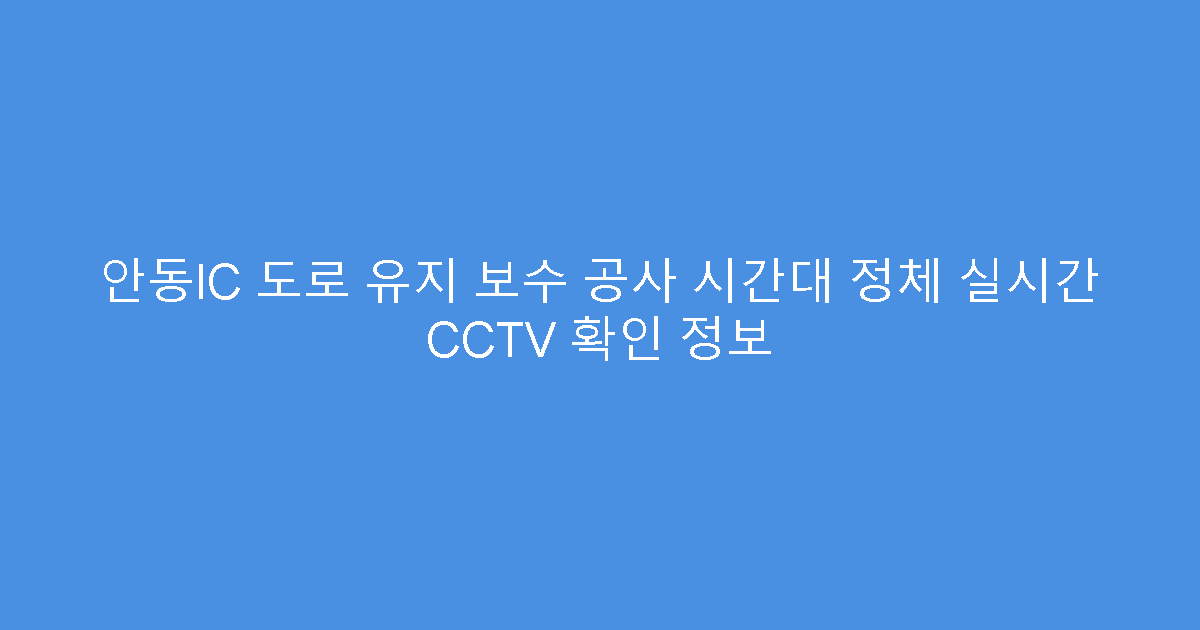 안동IC 도로 유지 보수 공사 시간대 정체 실시간 CCTV 확인 정보