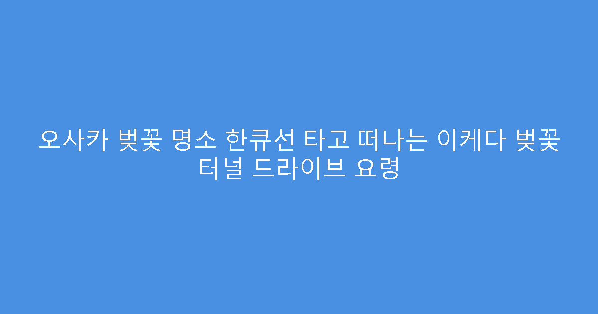 오사카 벚꽃 명소 한큐선 타고 떠나는 이케다 벚꽃 터널 드라이브 요령