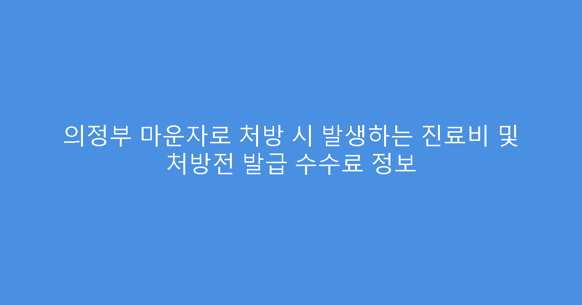 의정부 마운자로 처방 시 발생하는 진료비 및 처방전 발급 수수료 정보