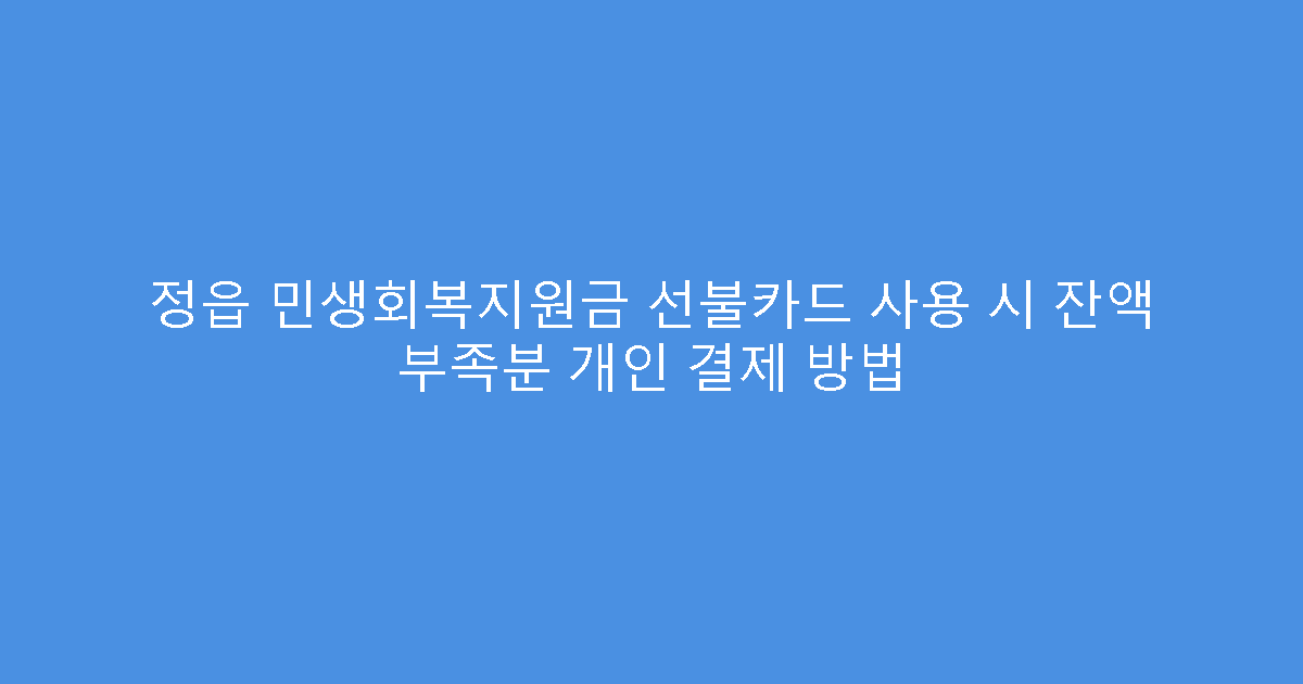 정읍 민생회복지원금 선불카드 사용 시 잔액 부족분 개인 결제 방법
