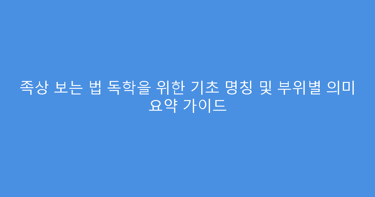 족상 보는 법 독학을 위한 기초 명칭 및 부위별 의미 요약 가이드