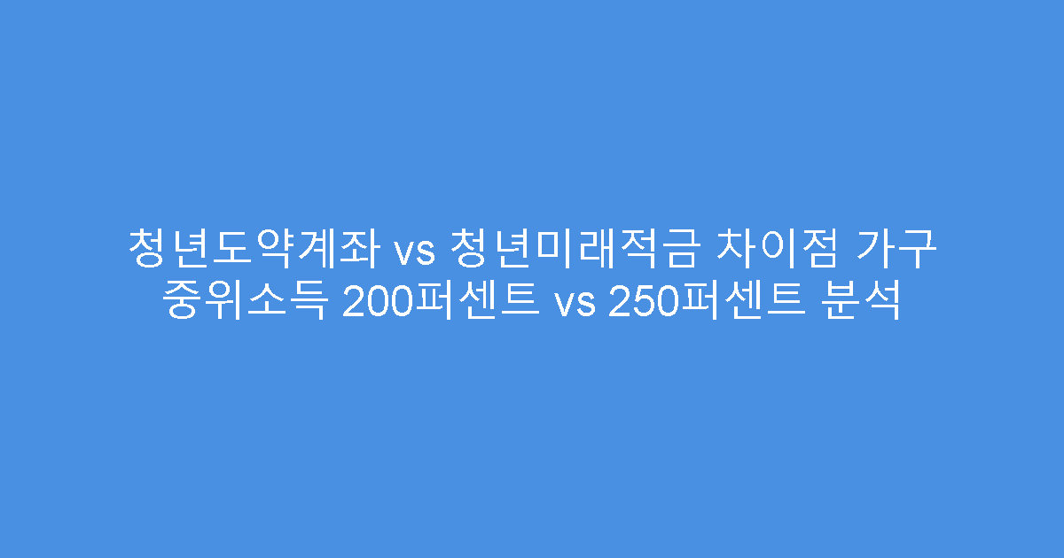청년도약계좌 vs 청년미래적금 차이점 가구 중위소득 200퍼센트 vs 250퍼센트 분석