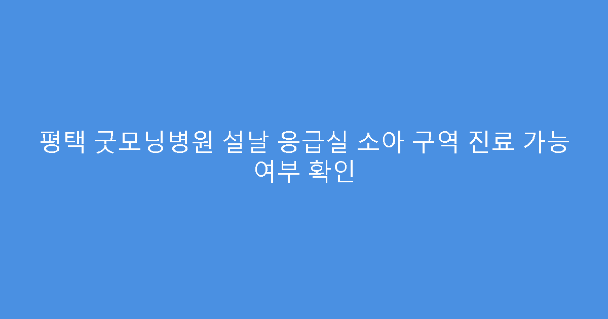 평택 굿모닝병원 설날 응급실 소아 구역 진료 가능 여부 확인