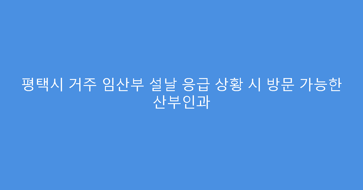평택시 거주 임산부 설날 응급 상황 시 방문 가능한 산부인과