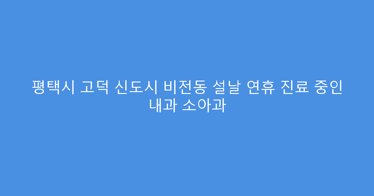 평택시 고덕 신도시 비전동 설날 연휴 진료 중인 내과 소아과