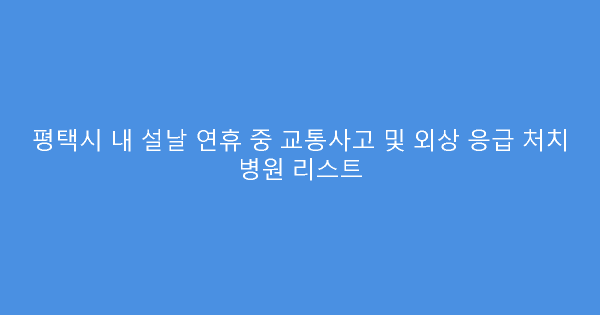 평택시 내 설날 연휴 중 교통사고 및 외상 응급 처치 병원 리스트