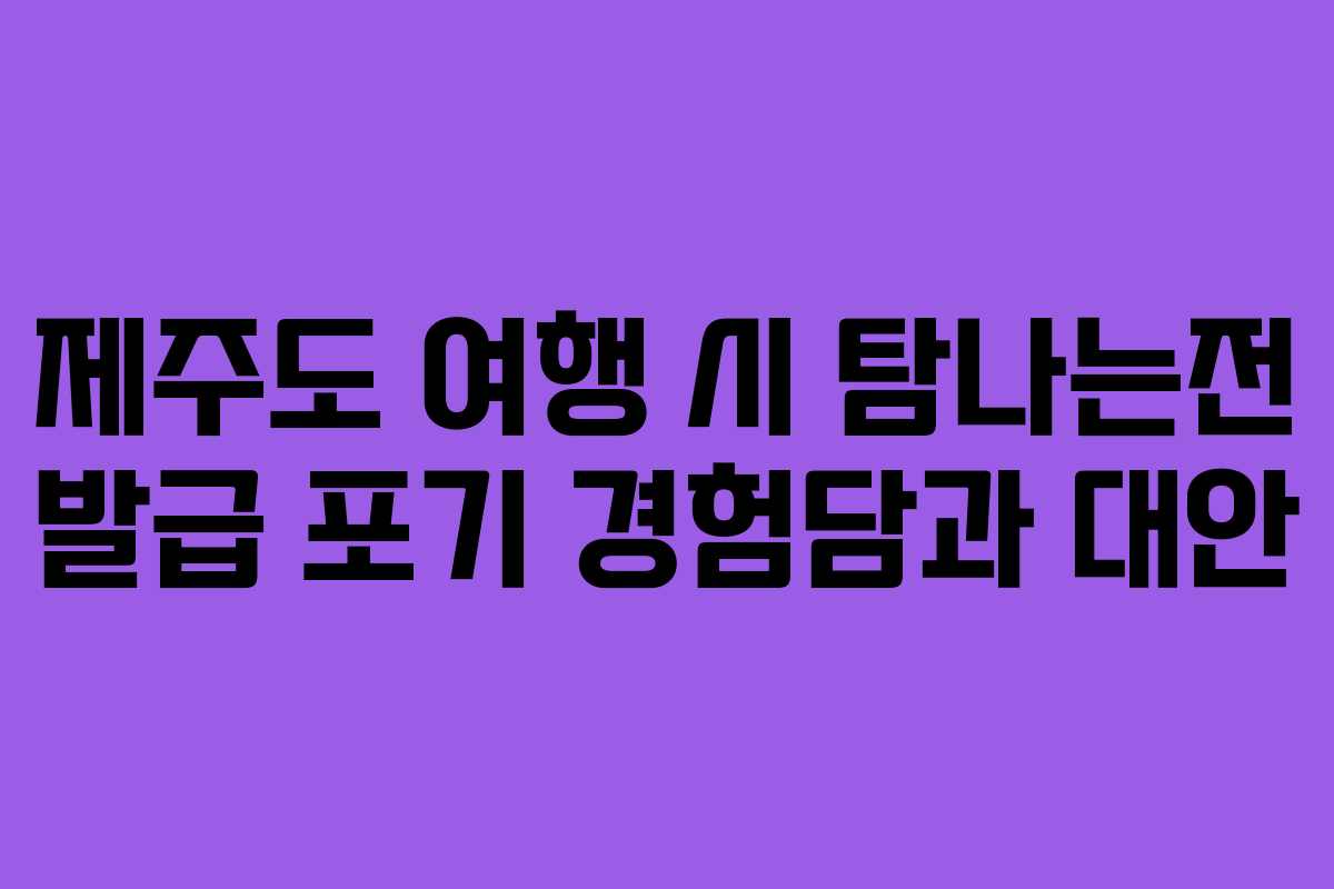 제주도 여행 시 탐나는전 발급 포기 경험담과 대안