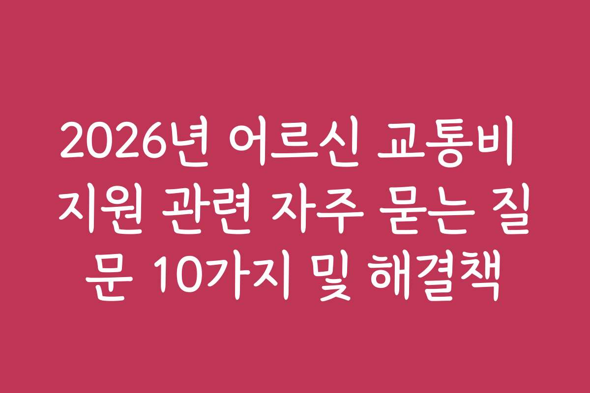 2026년 어르신 교통비 지원 관련 자주 묻는 질문 10가지 및 해결책
