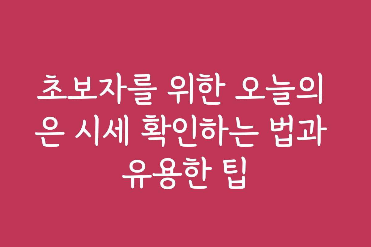 초보자를 위한 오늘의 은 시세 확인하는 법과 유용한 팁