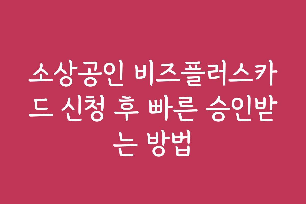 소상공인 비즈플러스카드 신청 후 빠른 승인받는 방법