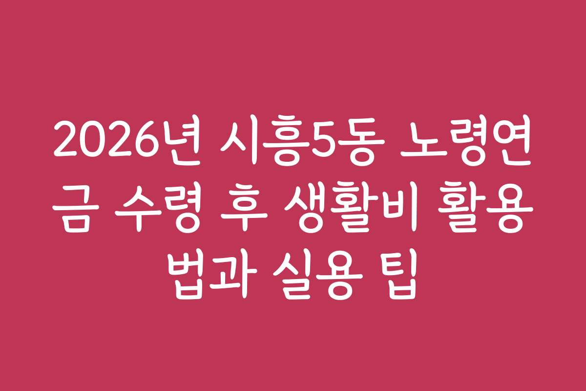 2026년 시흥5동 노령연금 수령 후 생활비 활용법과 실용 팁