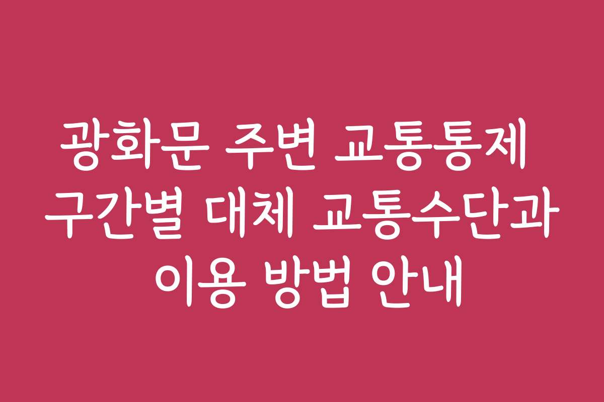 광화문 주변 교통통제 구간별 대체 교통수단과 이용 방법 안내
