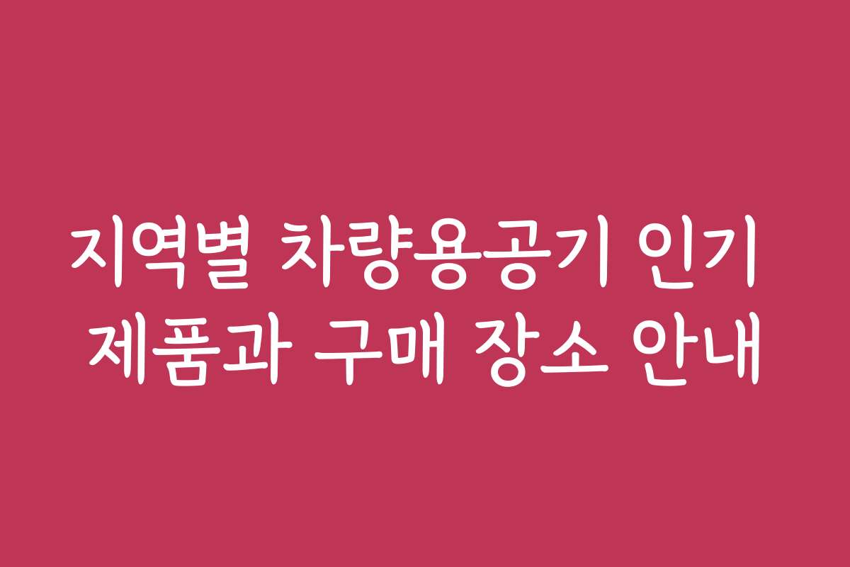 지역별 차량용공기 인기 제품과 구매 장소 안내