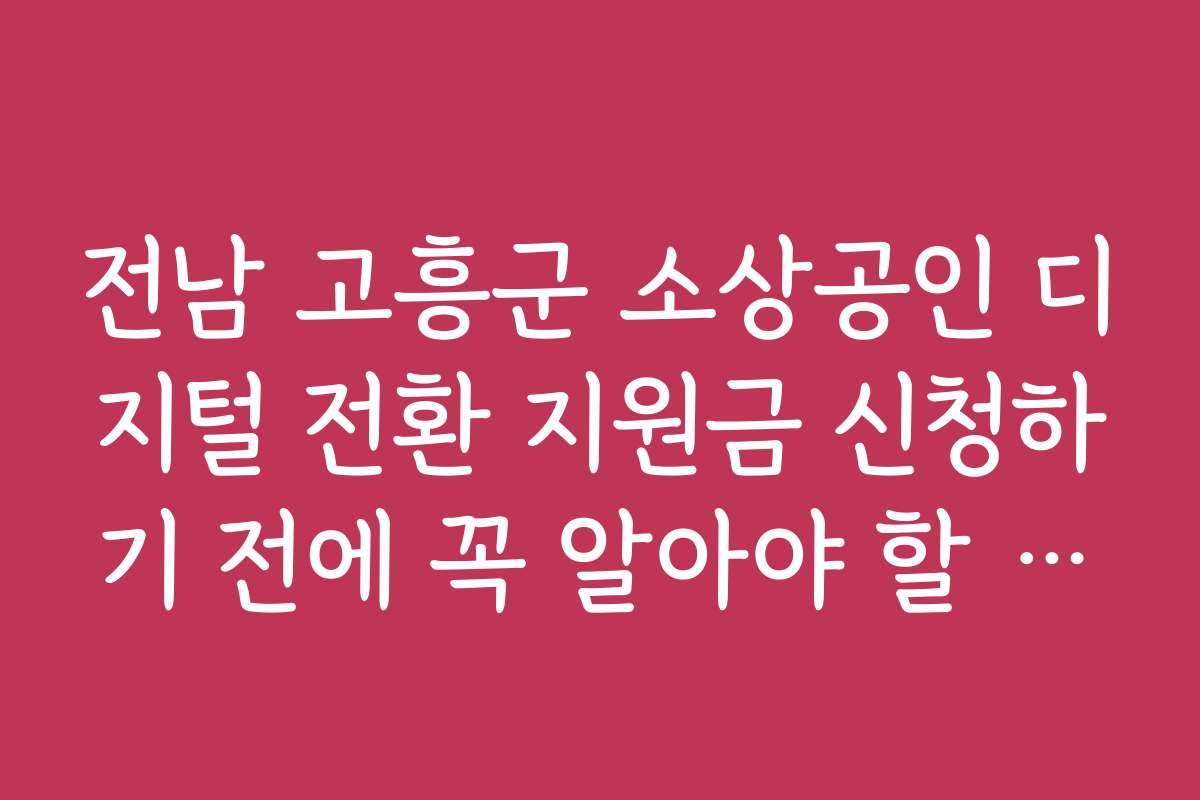전남 고흥군 소상공인 디지털 전환 지원금 신청하기 전에 꼭 알아야 할 핵심 포인트