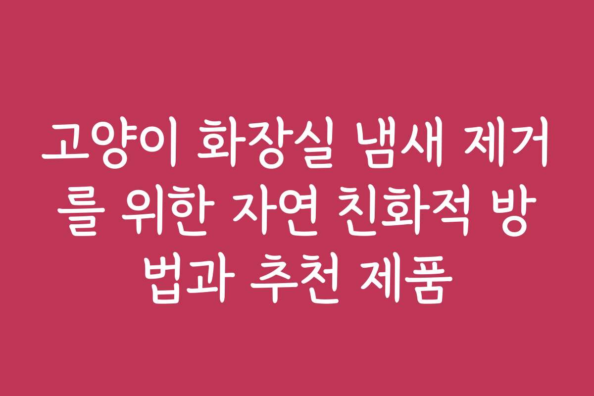 고양이 화장실 냄새 제거를 위한 자연 친화적 방법과 추천 제품