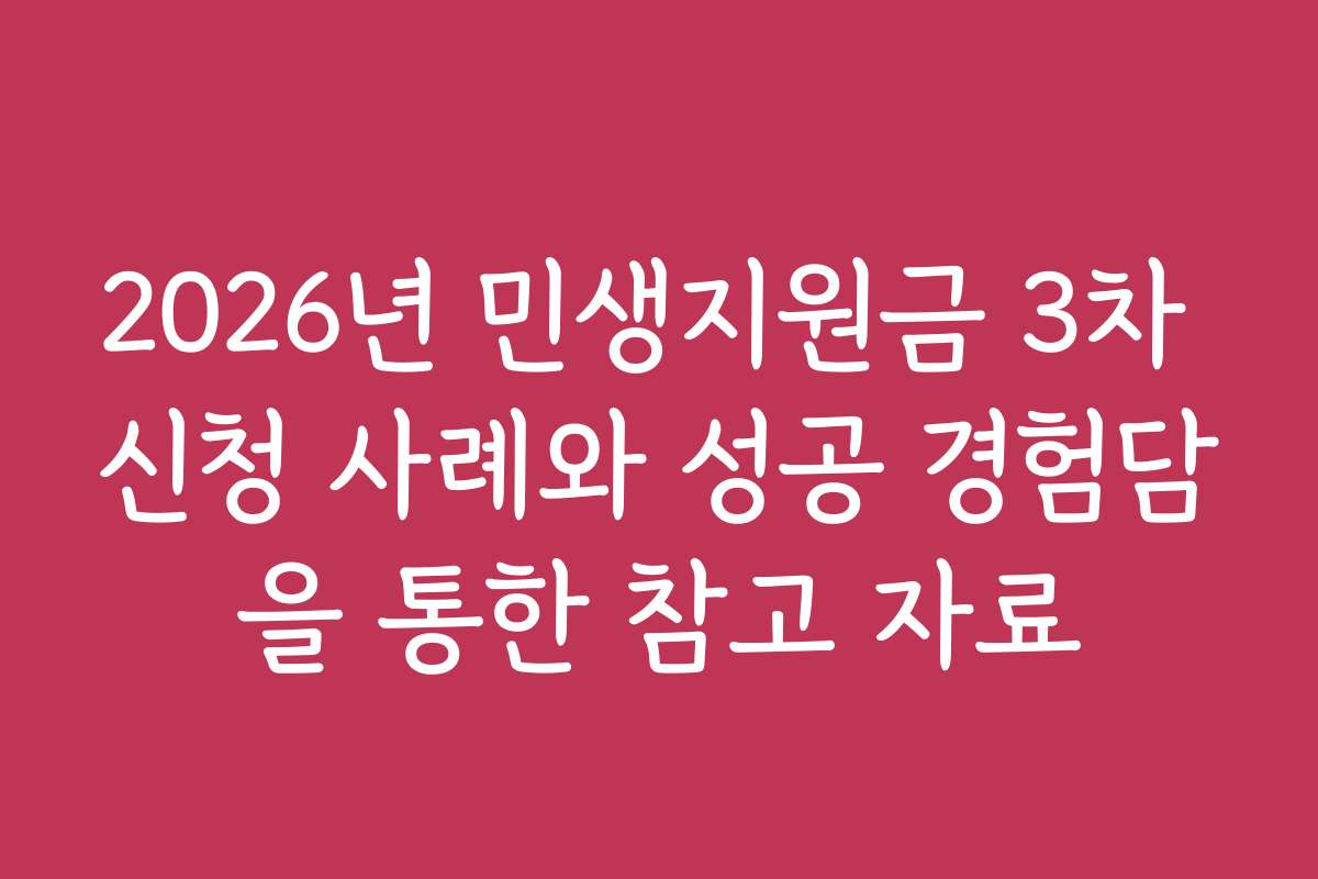 2026년 민생지원금 3차 신청 사례와 성공 경험담을 통한 참고 자료