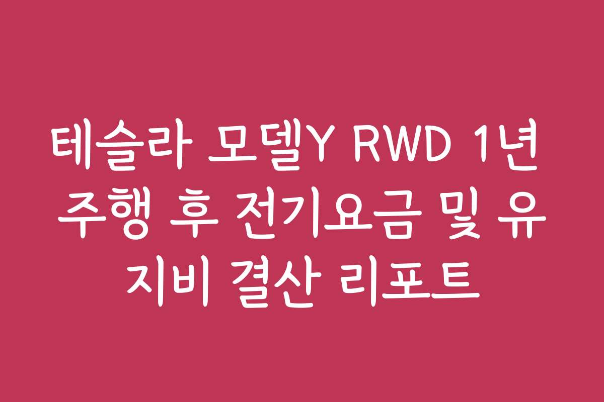 테슬라 모델Y RWD 1년 주행 후 전기요금 및 유지비 결산 리포트