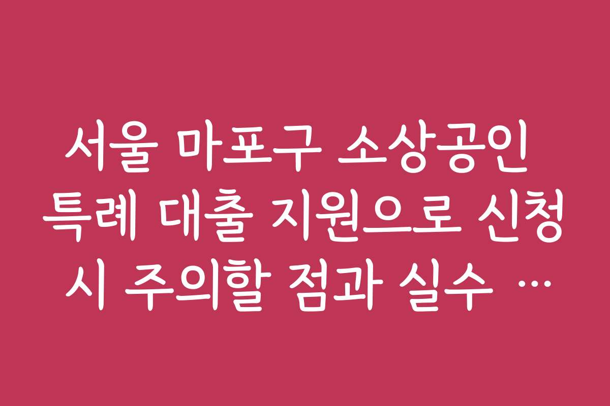 서울 마포구 소상공인 특례 대출 지원으로 신청 시 주의할 점과 실수 방지 방법