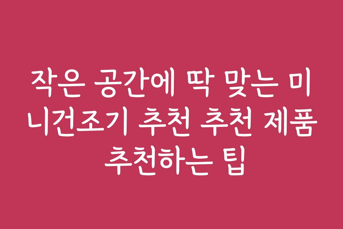 작은 공간에 딱 맞는 미니건조기 추천 추천 제품 추천하는 팁