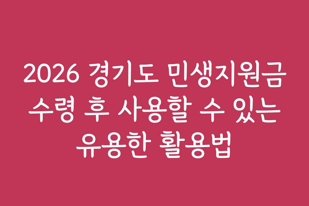 2026 경기도 민생지원금 수령 후 사용할 수 있는 유용한 활용법