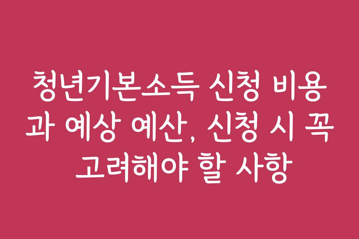청년기본소득 신청 비용과 예상 예산, 신청 시 꼭 고려해야 할 사항