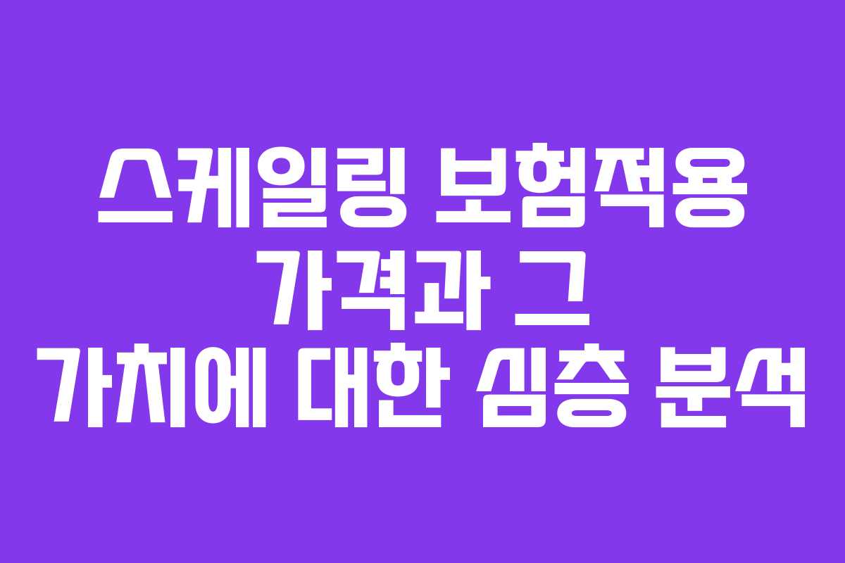 스케일링 보험적용 가격과 그 가치에 대한 심층 분석