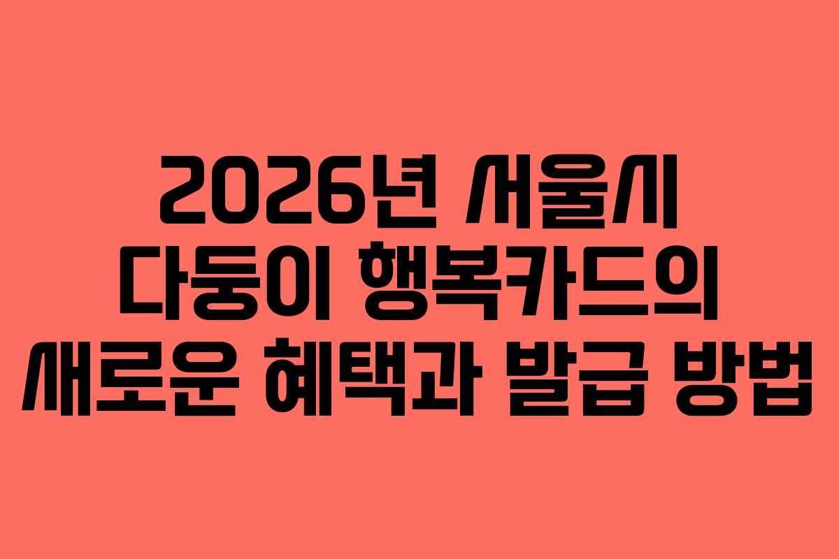 2026년 서울시 다둥이 행복카드의 새로운 혜택과 발급 방법