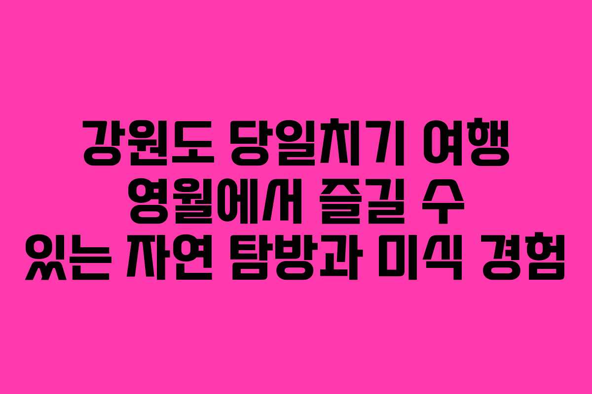 강원도 당일치기 여행 영월에서 즐길 수 있는 자연 탐방과 미식 경험