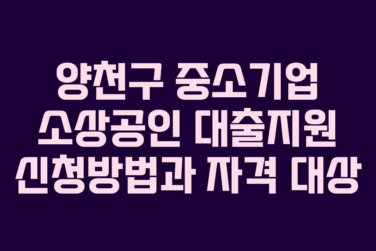양천구 중소기업 소상공인 대출지원 신청방법과 자격 대상