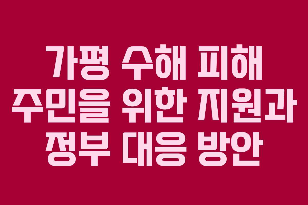 가평 수해 피해 주민을 위한 지원과 정부 대응 방안