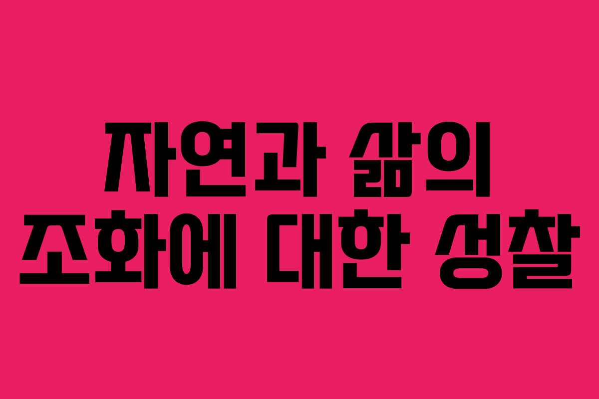 자연과 삶의 조화에 대한 성찰