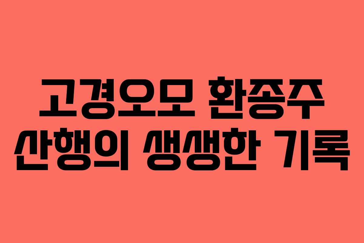 고경오모 환종주 산행의 생생한 기록