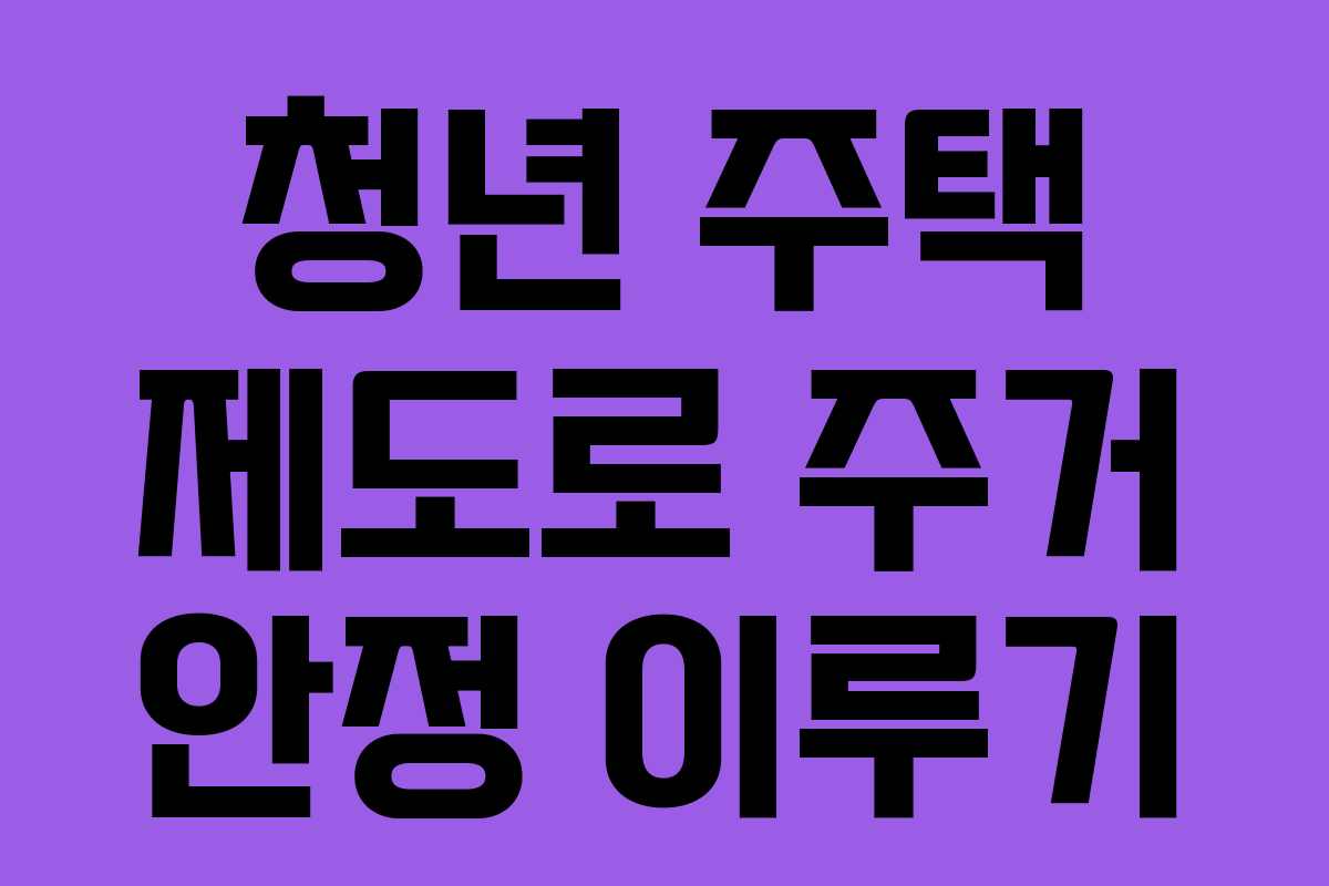 청년 주택 제도로 주거 안정 이루기