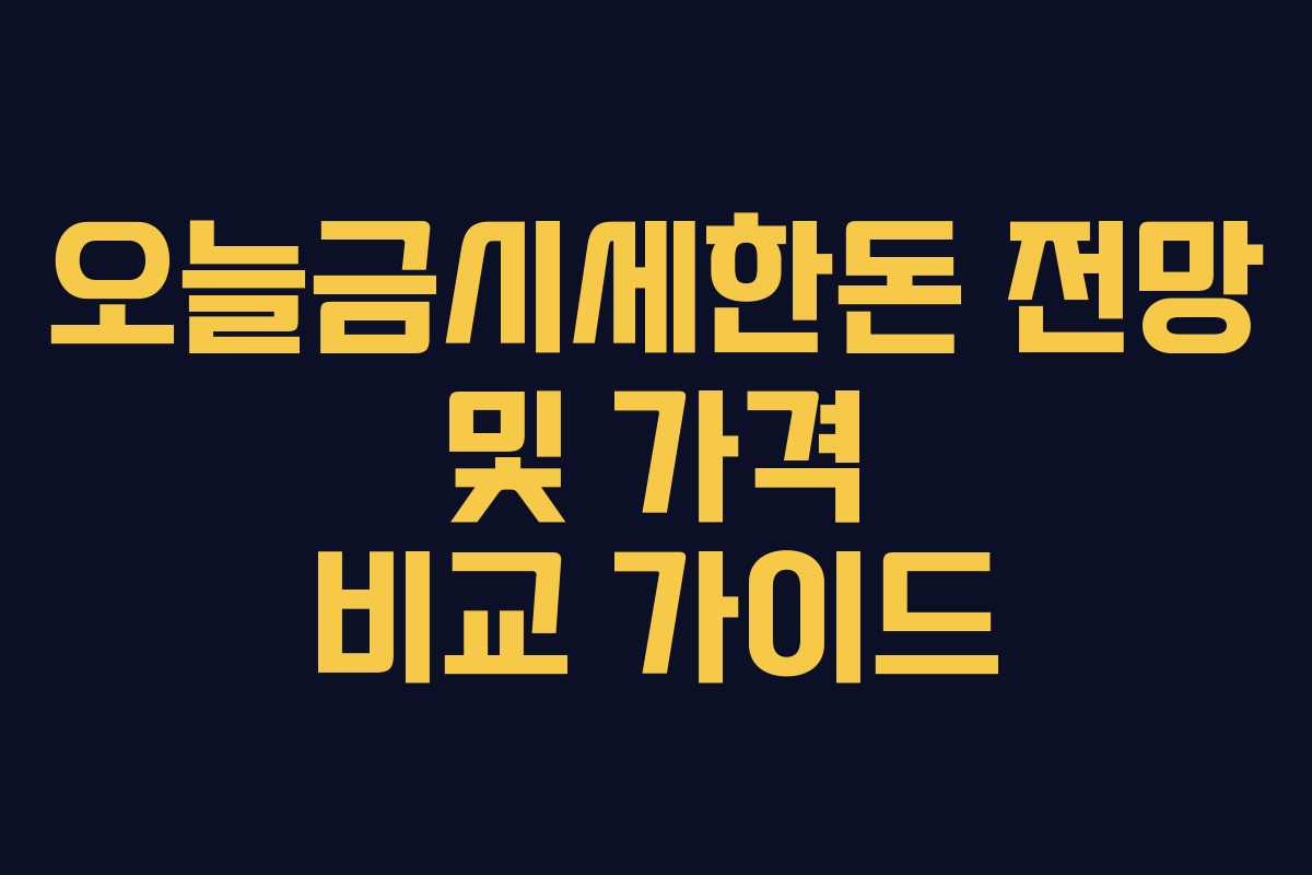 오늘금시세한돈 전망 및 가격 비교 가이드