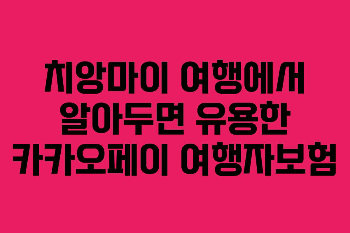 치앙마이 여행에서 알아두면 유용한 카카오페이 여행자보험