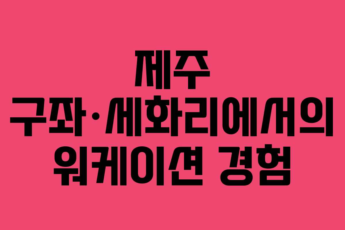 제주 구좌·세화리에서의 워케이션 경험
