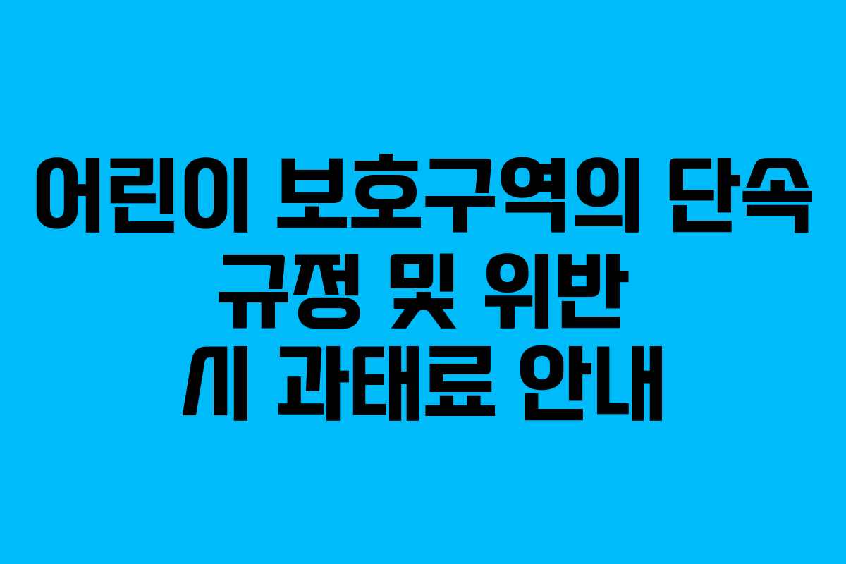 어린이 보호구역의 단속 규정 및 위반 시 과태료 안내