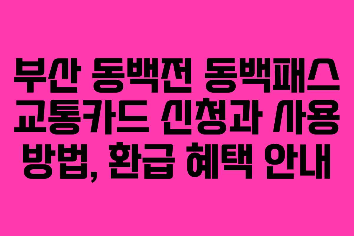 부산 동백전 동백패스 교통카드 신청과 사용 방법, 환급 혜택 안내