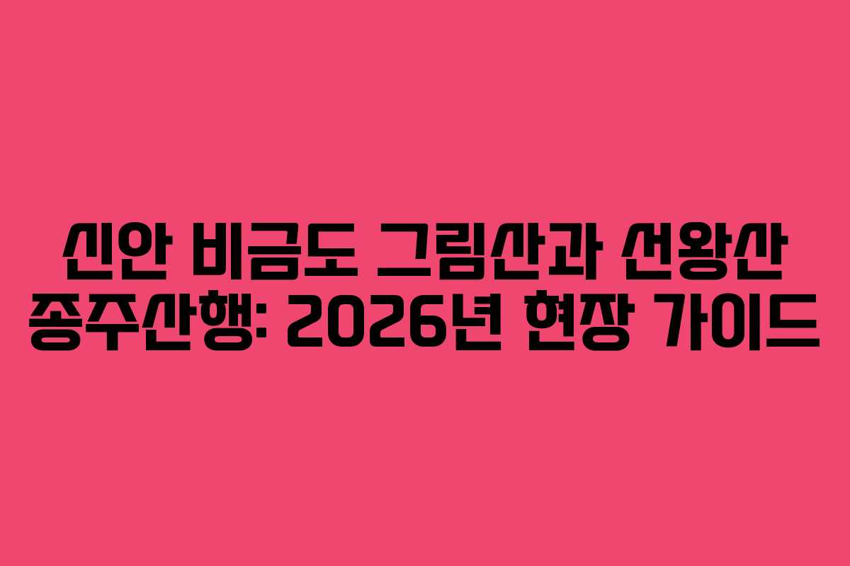 신안 비금도 그림산과 선왕산 종주산행: 2026년 현장 가이드
