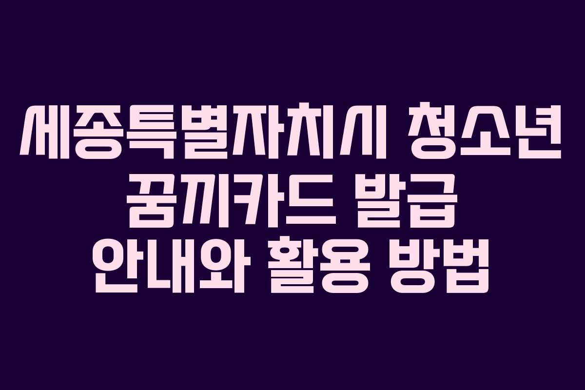 세종특별자치시 청소년 꿈끼카드 발급 안내와 활용 방법