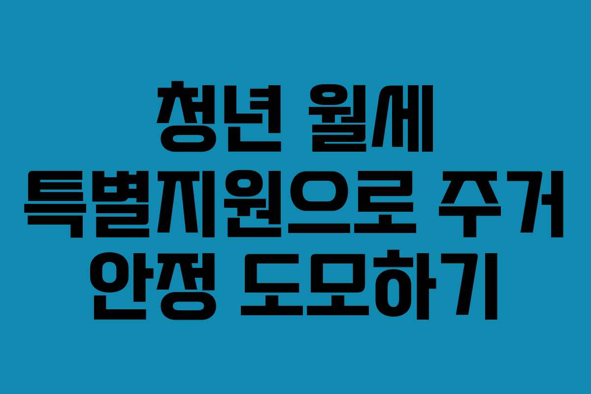 청년 월세 특별지원으로 주거 안정 도모하기