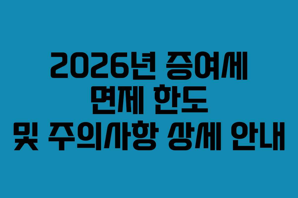 2026년 증여세 면제 한도 및 주의사항 상세 안내