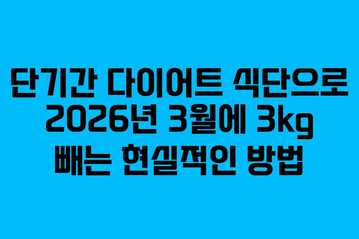 단기간 다이어트 식단으로 2026년 3월에 3kg 빼는 현실적인 방법